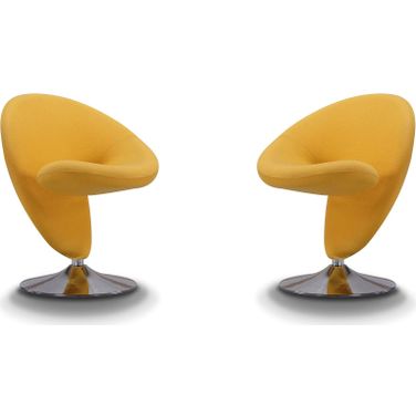 Curl Swivel Accent Chair in Yellow and Polished Chrome (Set of 2)