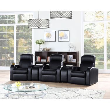 Cyrus Upholstered Recliner Living Room Set In Black