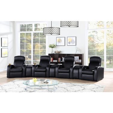 Cyrus Upholstered 7 Piece Recliner Living Room Set Black