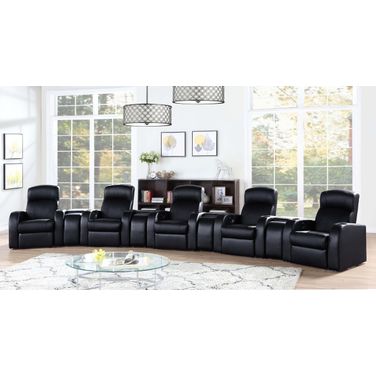 Cyrus Upholstered 9 Piece Recliner Living Room Set Black