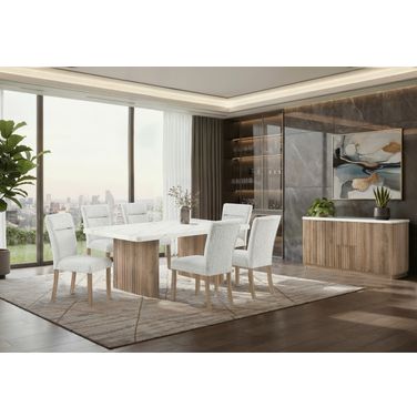 D2504 Dining Room Set In White and Grey