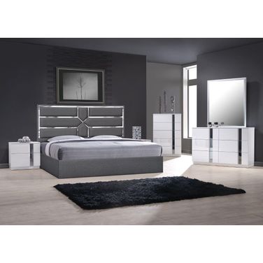 Da Vinci Charcoal Upholstered Platform Bedroom Set