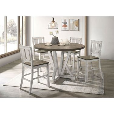 Dakota Counter Height Table In Antique White and Ash Brown