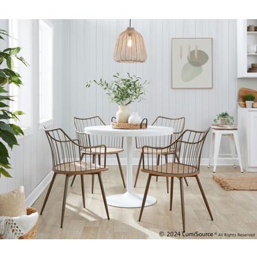 Dakota-Winston Dining Set In Antique Copper and White