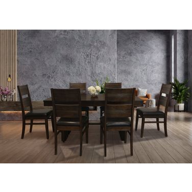 Dale Extendable Dining Room Set In Solid Acacia Wood with Antique Brown Finish
