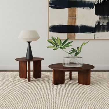 Dale Round Solid Mango Wood Occasional Table Set In Brown