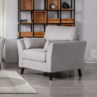 Damian Light Gray Velvet Fabric Chair