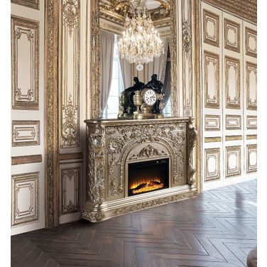 Danae Fireplace In Antique Silver And Gold