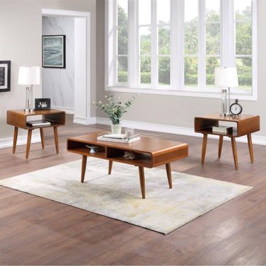 Dansk 3 Piece Occasional Table Set In Rich Walnut