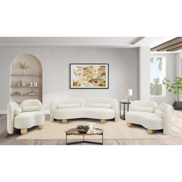 Daphne Velvet Living Room Set In Natural and Cream and Black