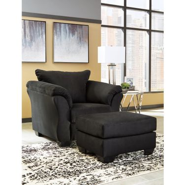 Darcy Chair and Ottoman In Black