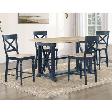 Darcy Rectangular Counter Height Dining Set In Blue