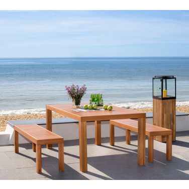Dario Teak 3-Piece Dining Set with 59 Inch Table and 2 Backless Benches