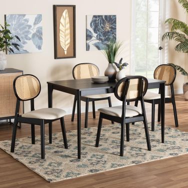 Darrion Wood 5 Piece Dining Set In Cream and Black