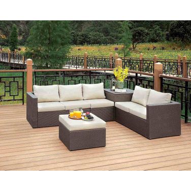 Davina Patio 3 Piece Set Storage In Brown and Beige