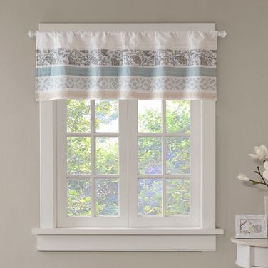 Dawn Printed and Pieced Rod Pocket Valance In Aqua