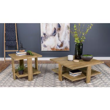 Dawn Square Engineered Wood Occasional Table Set In Shelf Mango