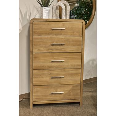 Dayella Five Drawer Chest In Warm Natural Brown