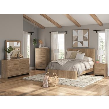Dayella Panel Bedroom Set In Warm Natural Brown