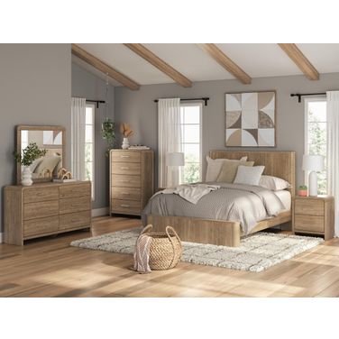 Dayella Panel Platform Bedroom Set In Warm Natural Brown