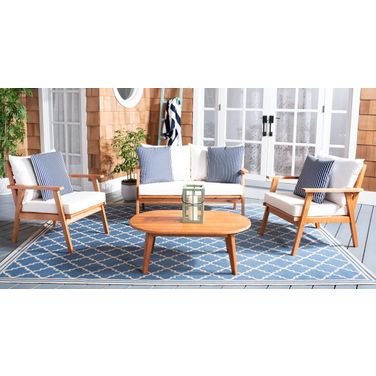 Deacon 4 Piece Living Set In Beige and Blue