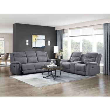 Dean Double Reclining Living Room Set In Gray