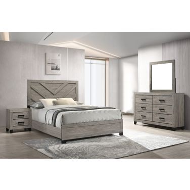 Dean MDF Solid Wood Youth Panel Bedroom Set in Light Gray
