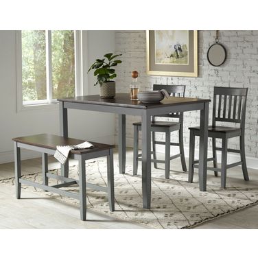 Decatur Lane 4 Piece Solid Wood Counter Height Set In Grey