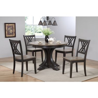 Deco Double X-Back 5-Piece Dining Set In Grey Stone and Black Stone