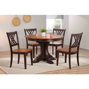 Deco Double X-Back 5-Piece Dining Set In Whiskey and Mocha