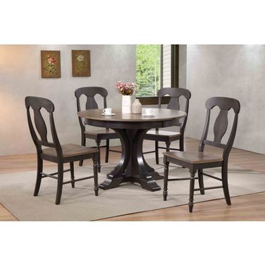 Deco Napoleon Back 5-Piece Dining Set In Grey Stone and Black Stone