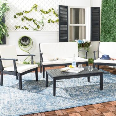 Del Dark Slate Grey and Beige Mar 4-Piece Outdoor Set