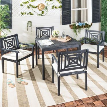 Del Dark Slate Grey and Beige Mar 5-Piece Dining Set