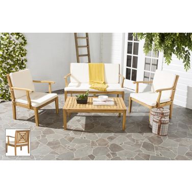 Del Mar Teak Brown and Beige 4-Piece Outdoor Set