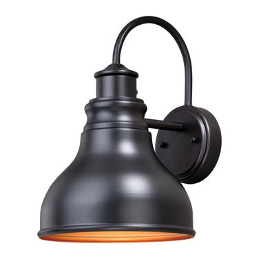 Delano 9 Inch Outdoor Wall Light In Oil Burnished Bronze and Light Gold