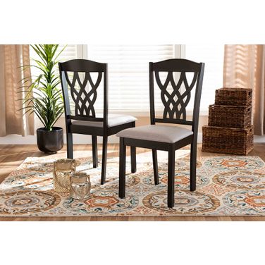 Delilah Modern and Contemporary Grey Fabric Upholstered and Dark Brown Finished Wood 2-Piece Dining Chair Set