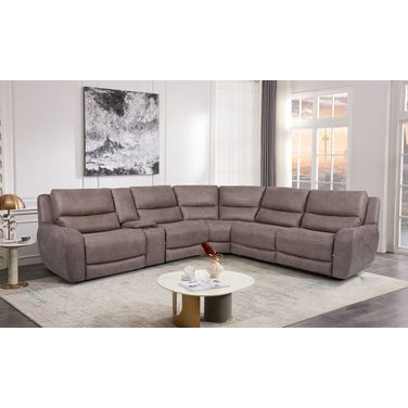 Demetrius Power Sectional In Slate Brown