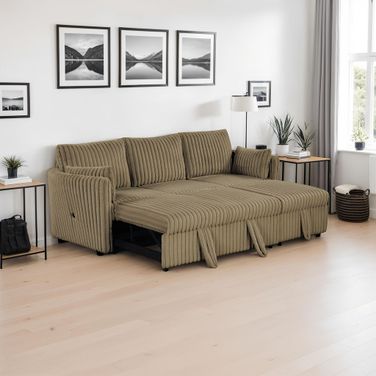 Denholme Sectional with Pull Out In Brown