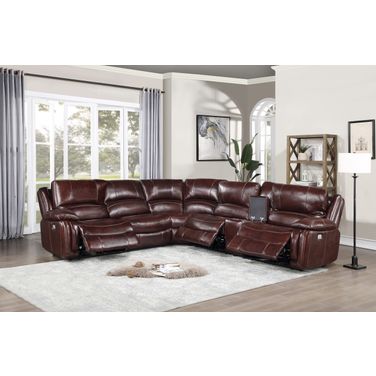 Denver 6 Piece Power Reclining Sectional In Brown