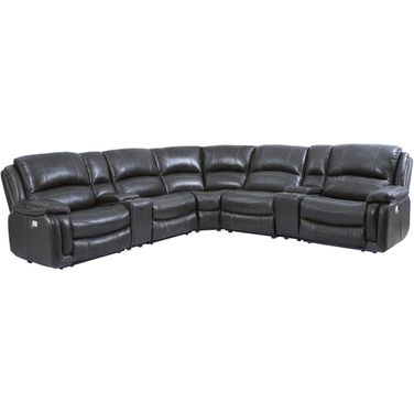 Denver 7-Piece Power Reclining Sectional In Charcoal