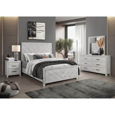 Denver Full 4Pc Modern Style Storage Bedroom Set Made With Wood In Gray