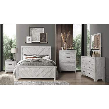 Denver Full 5Pc Modern Style Storage Bedroom Set Made With Wood In Gray