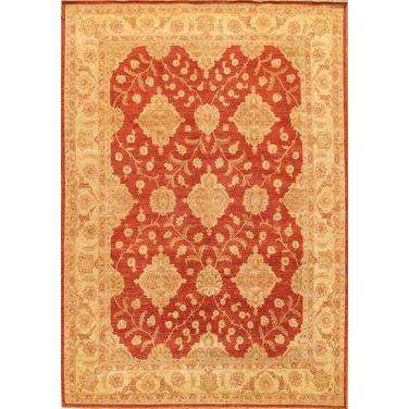 Denver Hand-Knotted Lamb's Wool Area Rug-10' x 14' 3" In Rust and Beige