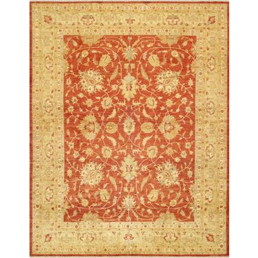Denver Hand-Knotted Lamb's Wool Area Rug-11'11" x 15' 3" In Rust and Light Green