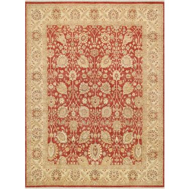 Denver Hand-Knotted Lamb's Wool Area Rug-11' 9" x 15' 9" In Rust and Beige
