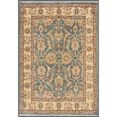 Denver Hand-Knotted Lamb's Wool Area Rug- 4'11" x 7' In Beige and Light Blue