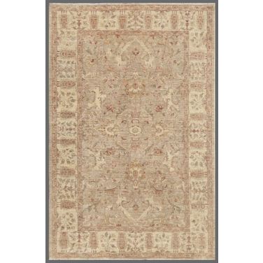 Denver Hand-Knotted Lamb's Wool Area Rug- 6' 1" x 9' 1" In Grey and Beige