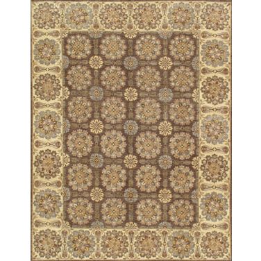 Denver Hand-Knotted Lamb's Wool Area Rug- 7'11" x 10' 1" In Brown and Ivory