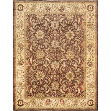 Denver Hand-Knotted Lamb's Wool Area Rug- 8' x 10' 5" In Brown and Beige