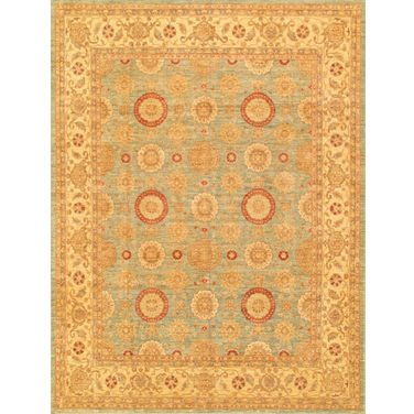 Denver Hand-Knotted Lamb's Wool Area Rug- 9' 2" x 11'11" In Beige and Light Blue